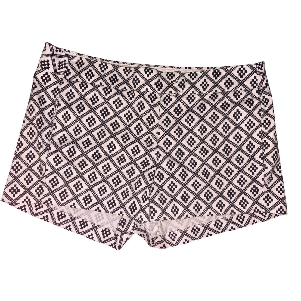 J.Crew Stretch Women’s Shorts Size 6 Black & Ivory Geometric Print Casual Preppy
